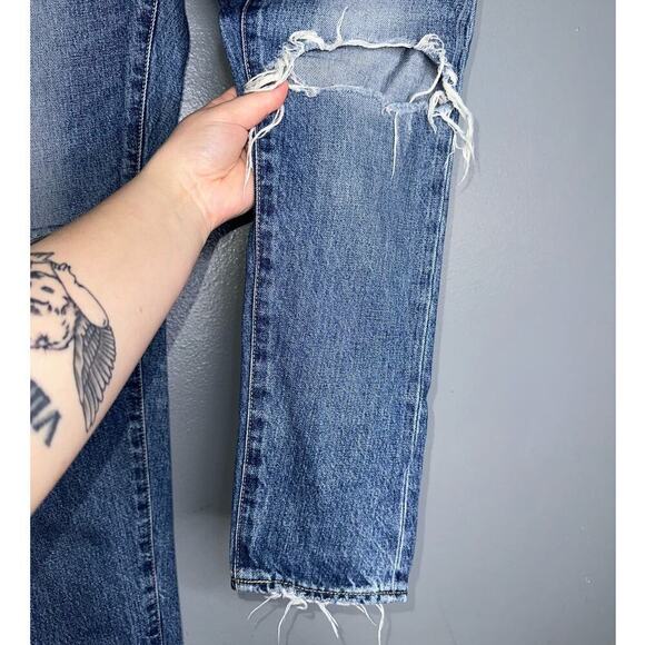 Moussy Latrobe Tapered Skinny Jeans Distressed Knee Medium Wash Blue Size 26 - Picture 5 of 9